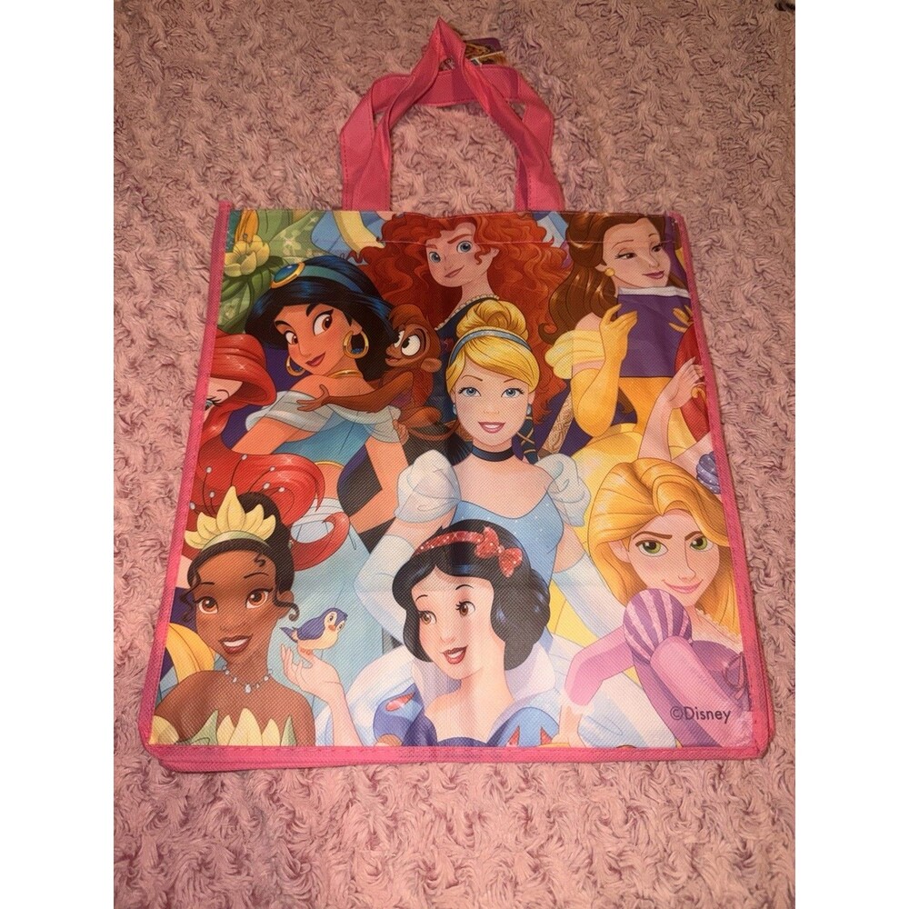 Disney Store Reusable Shopping Tote Pink Princess Sack Carry Bag Selfie Snow